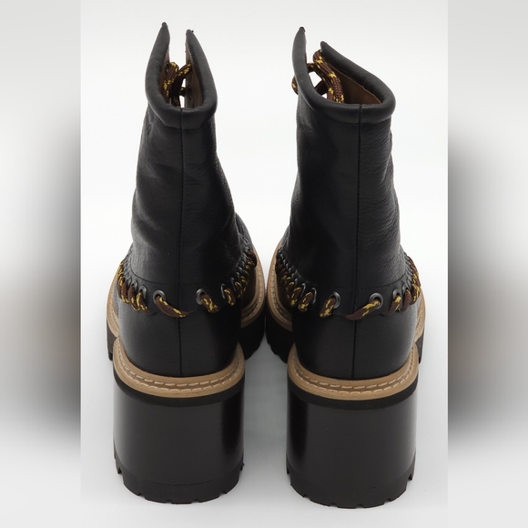 SEE BY CHLOE Size 11 Black Leather Lace-Up Boots - Picture 3 of 6